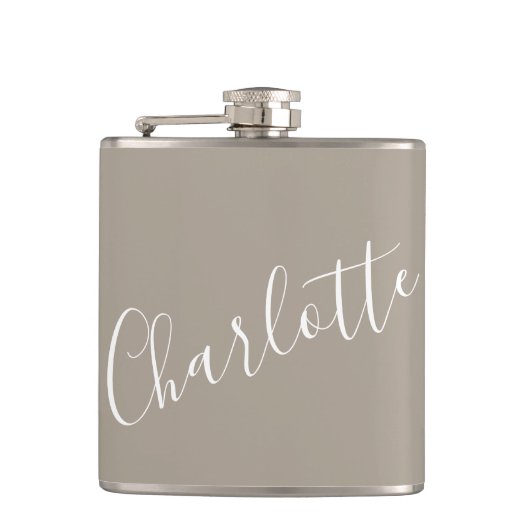 ミニマリスト スクリプト 個人名 タウペ ブラウン フラスク (正面)