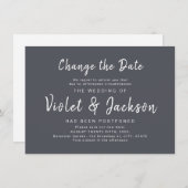 ミニマリスト スクリプト 変更日延期 招待状 (正面/裏面)