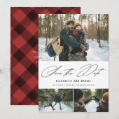 ミニマリスト スクリプト 3 フォト コラージュ セーブ ザ デート (正面/裏面)