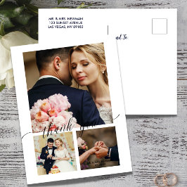 ミニマリスト スクリプト 3 枚の写真 ウェディング サンクス ポストカード