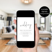 ミニマリスト スクリプト QR コード 黒白 結婚式 招待状