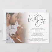 ミニマリスト スクリプト We Do フォト QR コード ウェディング 招待状 (正面)