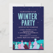 ミニマリスト スタイリッシュな冬の松の木 冬のパーティー 招待状 (正面)