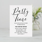 ミニマリスト スタイリッシュ スクリプト ブラック＆ホワイト 卒業パーティー 箔招待状 (立ち正面)