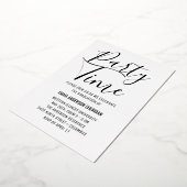 ミニマリスト スタイリッシュ スクリプト ブラック＆ホワイト 卒業パーティー 箔招待状 (回転した状態)