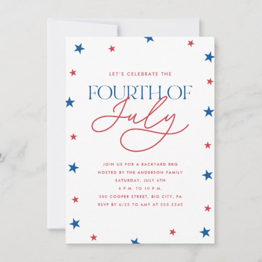 ミニマリスト スターズ 7月4日パーティー 招待状 (正面)