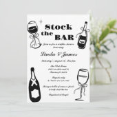 ミニマリスト ストック・ザ・バー カップルシャワー 招待状 (スタンド正面)