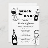 ミニマリスト ストック・ザ・バー カップルシャワー 招待状 (正面/裏面)