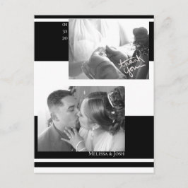 ミニマリスト ストライプ ブラック＆ホワイト ウェディング ポストカード