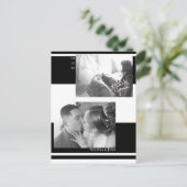 ミニマリスト ストライプ 黒と白のウェディング ポストカード (スタンド正面)