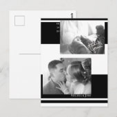 ミニマリスト ストライプ 黒と白のウェディング ポストカード (正面/裏面)