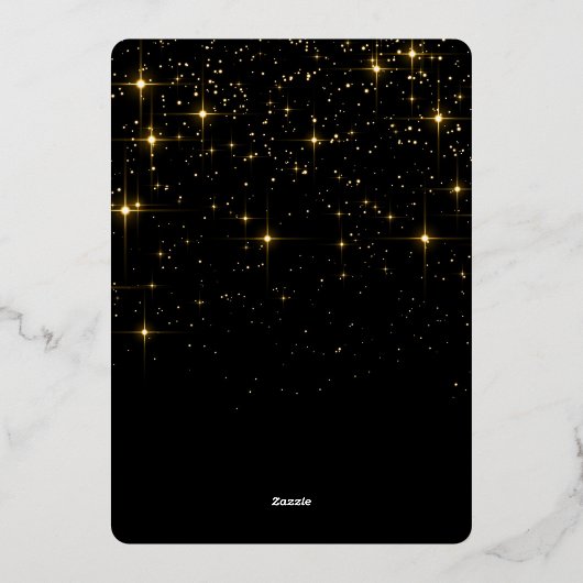 ミニマリスト スパークル クリスマス フォト ゴールド 箔シーズンカード (裏面)