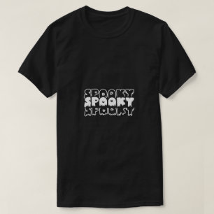 ミニマリスト・スプーキー - ハロウィンのタイポグラフィーアート Tシャツ