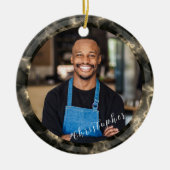 ミニマリスト スモーク クラウド ブラウン フォト セラミックオーナメント (正面)