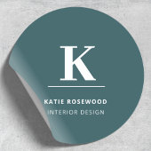 ミニマリスト スモーク グリーン モダン 大きなイニシャル ラウンドシール