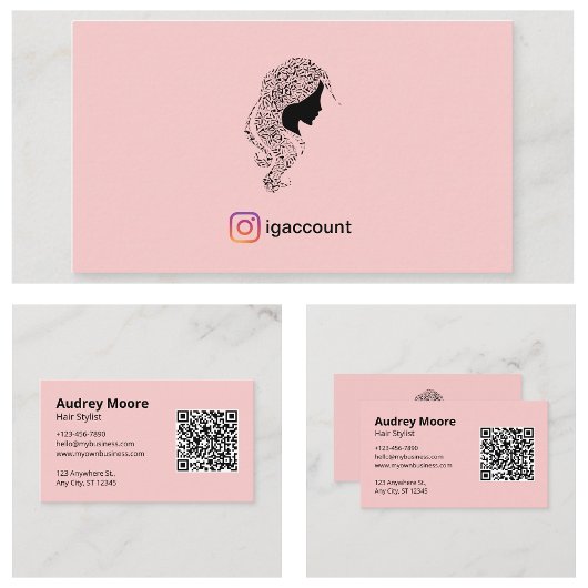 ミニマリスト ソフトピンク ヘアスタイリスト 名刺