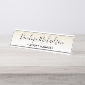 ミニマリスト ソフト ゴールデンイエローとホワイト デスクネームプレート (正面)