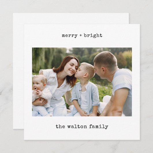 ミニマリスト タイプライター | 写真付きのクリスマスおめでとう シーズンカード (正面/裏面)