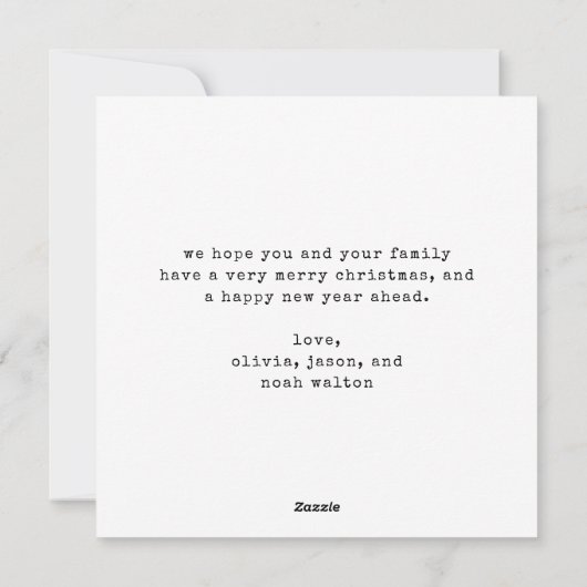 ミニマリスト タイプライター | 写真付きのクリスマスおめでとう シーズンカード (裏面)