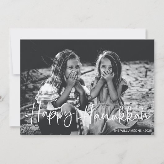 ミニマリスト タイポグラフィ オーバーレイ フォト ハヌカ シーズンカード (正面)