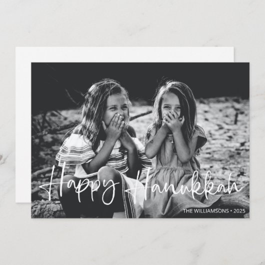 ミニマリスト タイポグラフィ オーバーレイ フォト ハヌカ シーズンカード (正面/裏面)