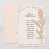 ミニマリスト タン ボタニカル アーチ 席次表カード 招待状 (正面/裏面)