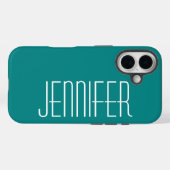 ミニマリスト、ターコイズ、ジャンボ名のシンプル Case-Mate iPhoneケース (裏面 (横))