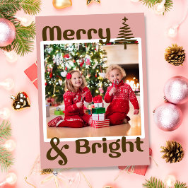 ミニマリスト ダスティピンク ブラウン クリスマスツリー 写真 シーズンカード