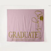 ミニマリスト・ダスティピンク&金ゴールドおめでとう卒業 タペストリー (正面(横))