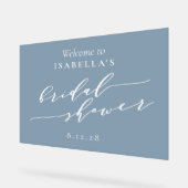 ミニマリスト ダスティーブルーのウェディングシャワーのお客様歓迎 アクリルサイン (傾斜)