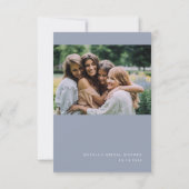 ミニマリスト ダスティーブルーのブライダルシャワー サンキューカード (裏面)