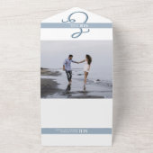 ミニマリスト ダスティーブルー ウェディング オールインワン招待状 (外側)