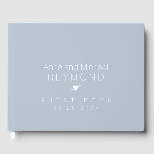 ミニマリスト ダスティーブルー ウェディング ゲストブック (正面)