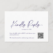 ミニマリスト ダスティーブルー フラワー RSVP カード – QRコード (裏面)