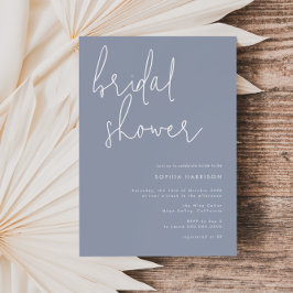 ミニマリスト ダスティーブルー ブライダルシャワー 招待状