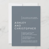 ミニマリスト ダスティーブルー 孤立したネーム ウェディング 招待状 (正面)