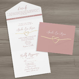 ミニマリスト・ダスティ結婚バラ オールインワン招待状