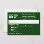 ミニマリスト ダークグリーン ウェディングRSVP 出欠カード (正面)