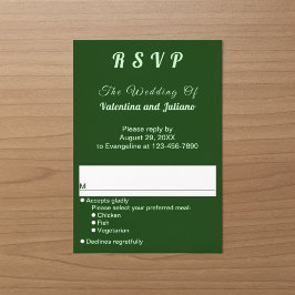 ミニマリスト ダークグリーン ポートレート ウェディング RSVP
