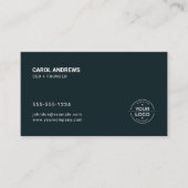 ミニマリスト ダークブルーとホワイトの Lily カスタムロゴ 名刺 (正面)