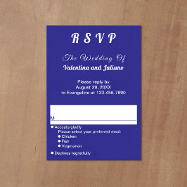 ミニマリスト ダークブルー ポートレート ウェディング RSVP