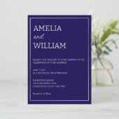 ミニマリスト ダークブルー 結婚式招待状 テンプレート (スタンド正面)