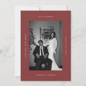 ミニマリスト ダークレッド 2枚組 ウェディング エロープメント 案内状 (正面)