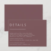 ミニマリスト ダーク ローズ ウェディング 詳細 招待状 (正面/裏面)