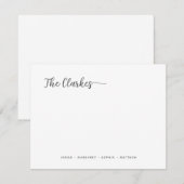 ミニマリスト チャコール ダークグレー ファミリー ステーショナリー ノートカード (正面/裏面)