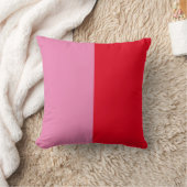 ミニマリスト ツートン ピンクとレッド カラー ブロック クッション (ブランケット)