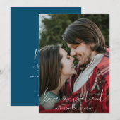 ミニマリスト ティールブルー 結婚延期 フォト 案内状 (正面/裏面)