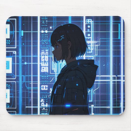 ミニマリスト テクノロジー 回路基板 アニメ マウスパッド (正面)