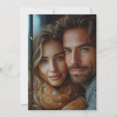 ミニマリスト テラコッタ ウェディング リング モノグラム フォト 招待状 (裏面)