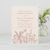 ミニマリスト テラコッタ オレンジ ボヘミア ウェディング 招待状 (スタンド正面)